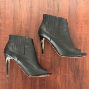 Black open-toe heel booties by Halogen 7.5